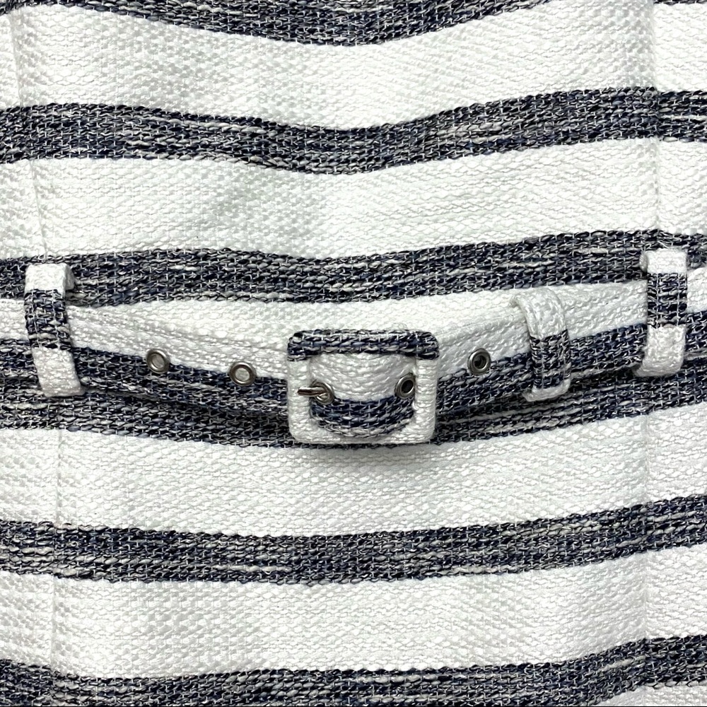 NEW Banana Republic Belted Striped Tweed Sheath Midi Event Dress Cap Sleeves 10 - Picture 6 of 9